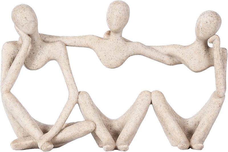 BMLCGJ Thinker Statue Gold Decor Abstract Art Sculpture, Golden Resin Collectible Figurines for Home Living Room Office Shelf Decoration,Great Gifts Ideas (Conjoined Body-Sandstone) - Image 1